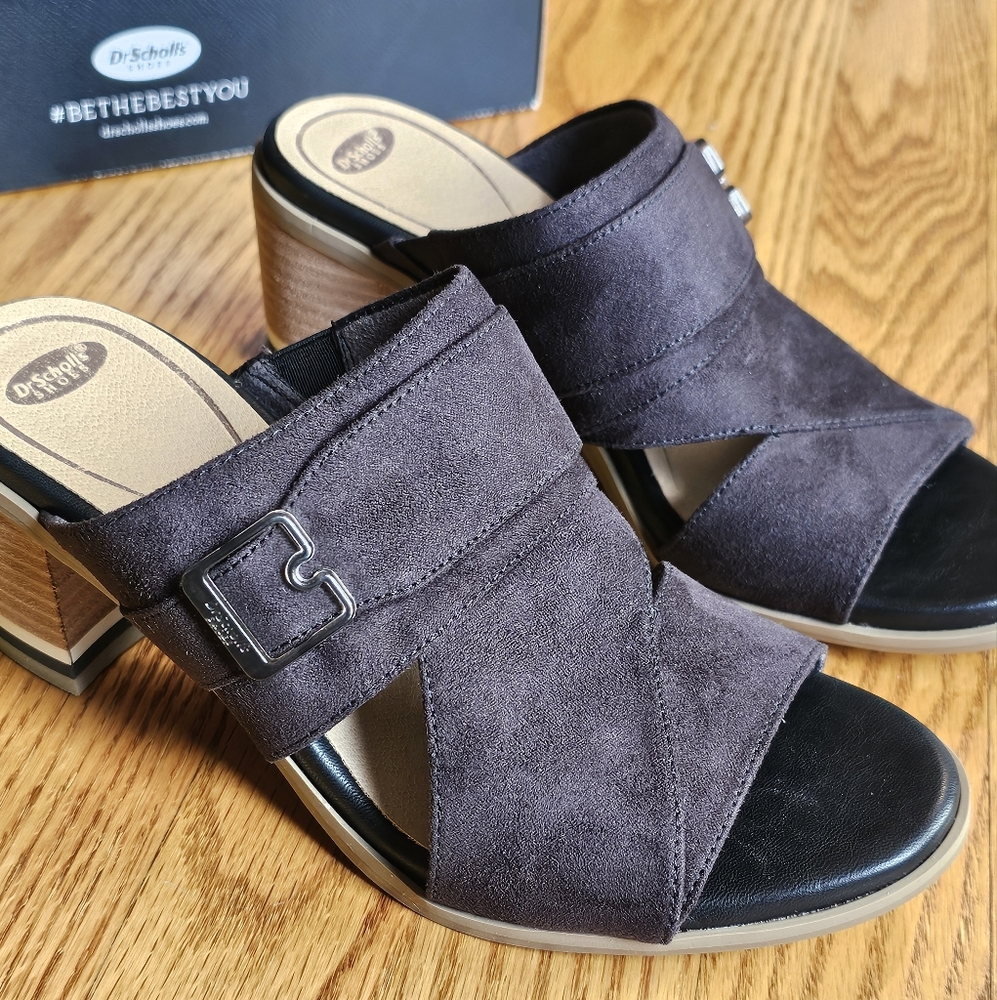 Dr. Scholl's Black Suede Sandals (size 7/7.5)